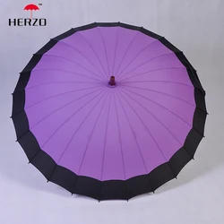 Herzo 23inches 24K manual open anti storm sun protection big wooden handle 24K umbrella For Africa South America