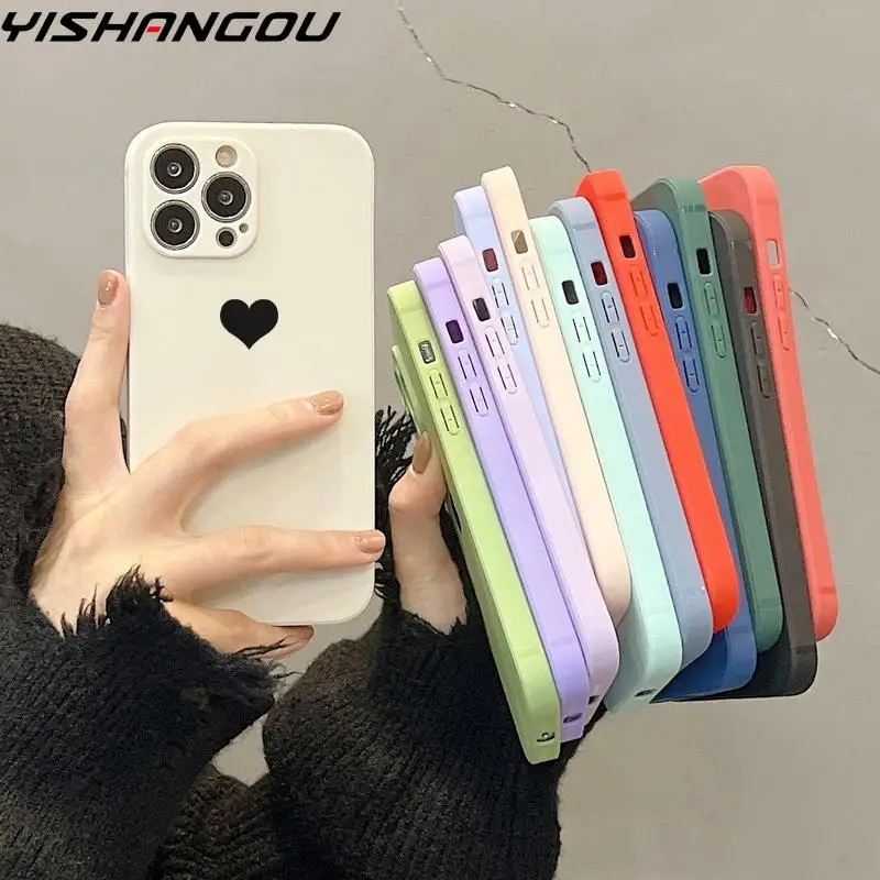 Чехол для iPhone 13 Pro 12 11 XS Max XR X 7 8 Plus SE 2022, противоударный мягкий силиконовый чехол с сердечками для iPhone 11 13 Pro
