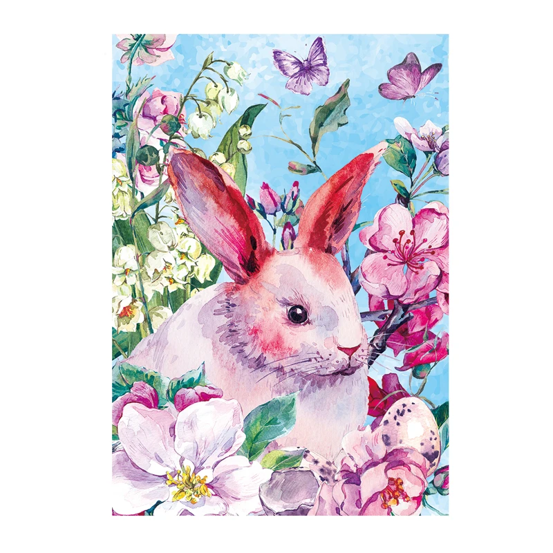 Custom Garden Flags Wholesale 12x18 Sublimation Rabbit Cute Egg Flowers Easter Garden Flag