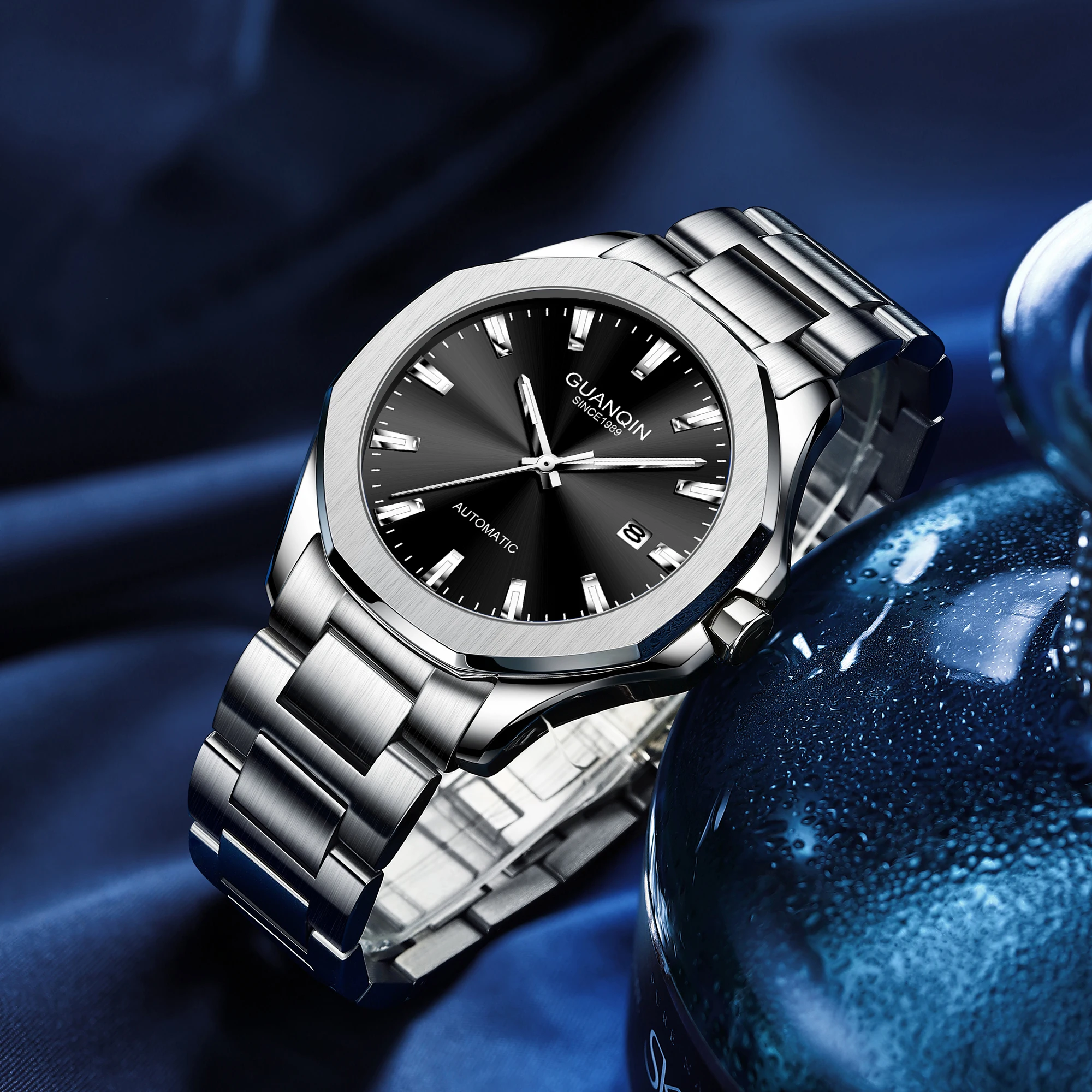 GUANQIN GJ16231 #2 Business Men Automatic Mechanical Luxury Skeleton Japan Movement Waterproof Sport Wrist Watches