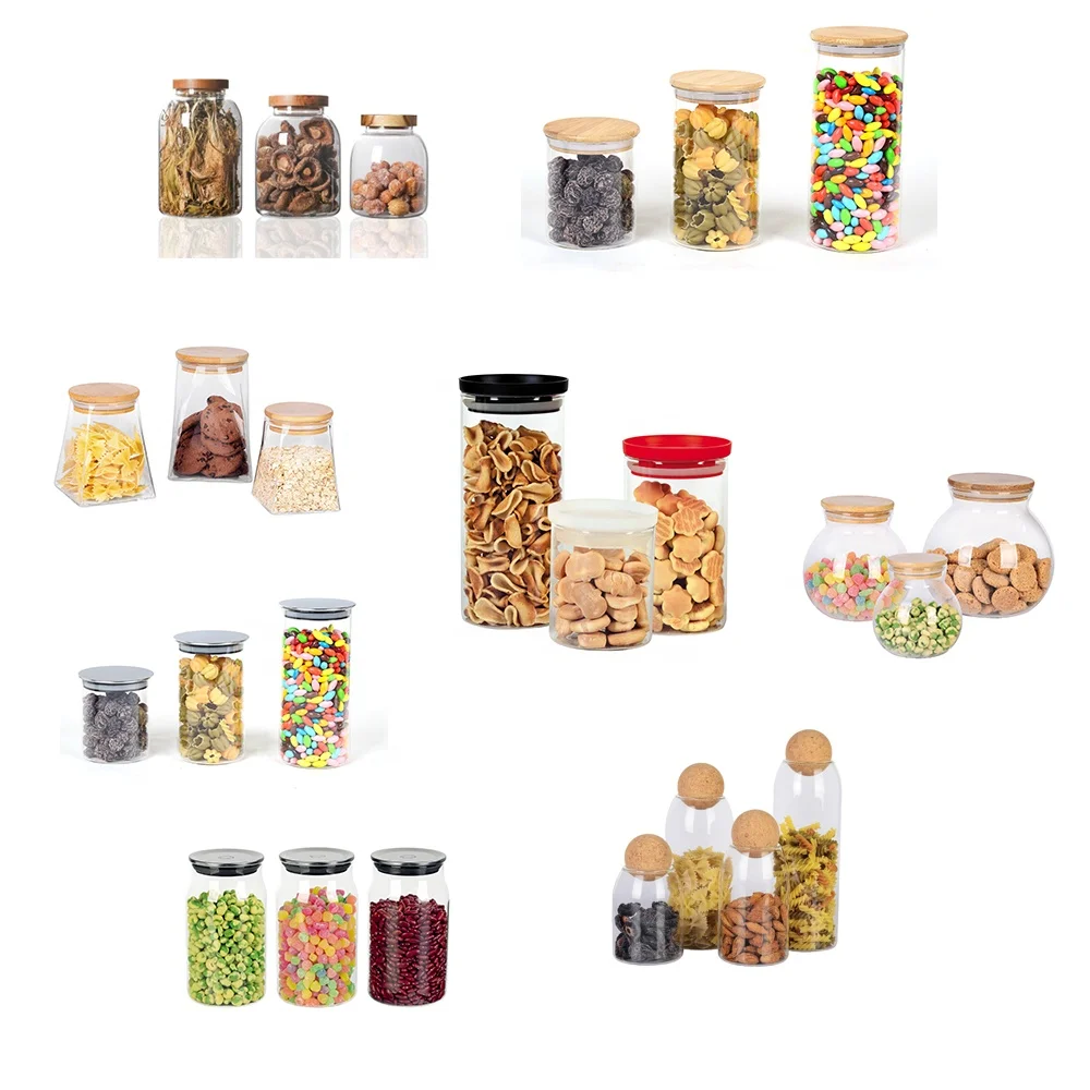Wholesale Air-Tight Empty Kitchen Borosilicate Glass Jars Canister Container Pantry Storage Food With Bamboo Wooden Lid In Bulk