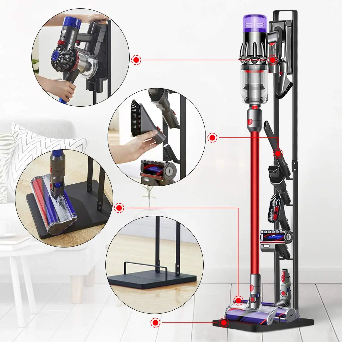 3 tire Metal Vacuum Accessories Stable Storage Bracket Holder Stand for Dyson Handheld