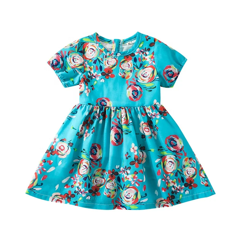 Summer Toddler Girls Dress Kids Clothing Flower Girl Dress Kids Birthday Girl Dress Print Cute Children Short Sleeve Sleeveless