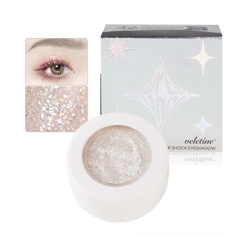 Veletine Glitter Eyeshadow Buildable Sparkly Eye Glitter Long-lasting Shimmer Eyeshadow Palette