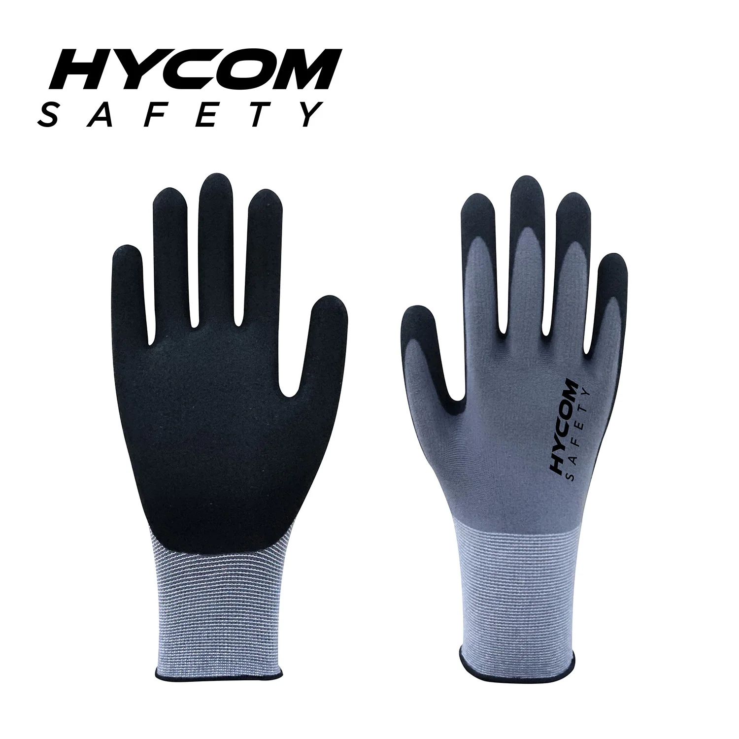 Hycom N15SN with level 1 Nylon fiber Sandy Nitrile Coated 15G manufacturer of oilproof gloves