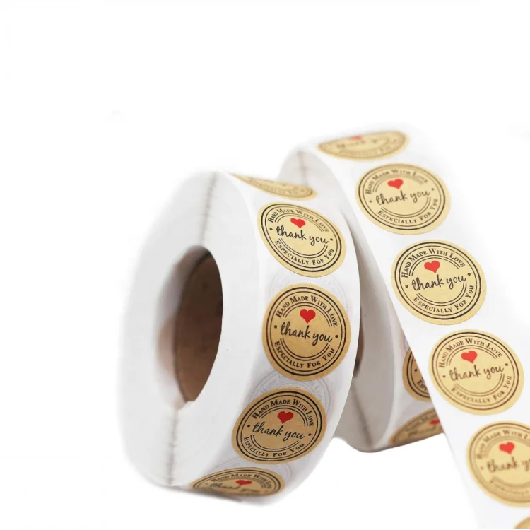 Custom waterproof PVC kraft paper roll round label sticker roll