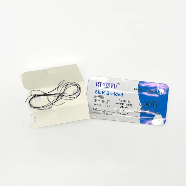 Dental suture surgical Strictly Sterile Silk usp4~8/0 with needle with CE& ISO