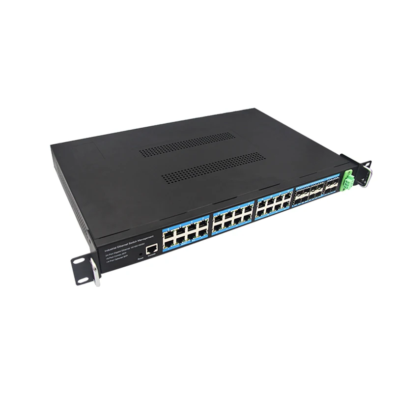 AS-EFS24G12F-RM промышленный сетевой коммутатор с 24 портами 12 для программирования в производственных условиях стоечный гигабитный управляемый широкий диапазон входного сигнала DC RJ45