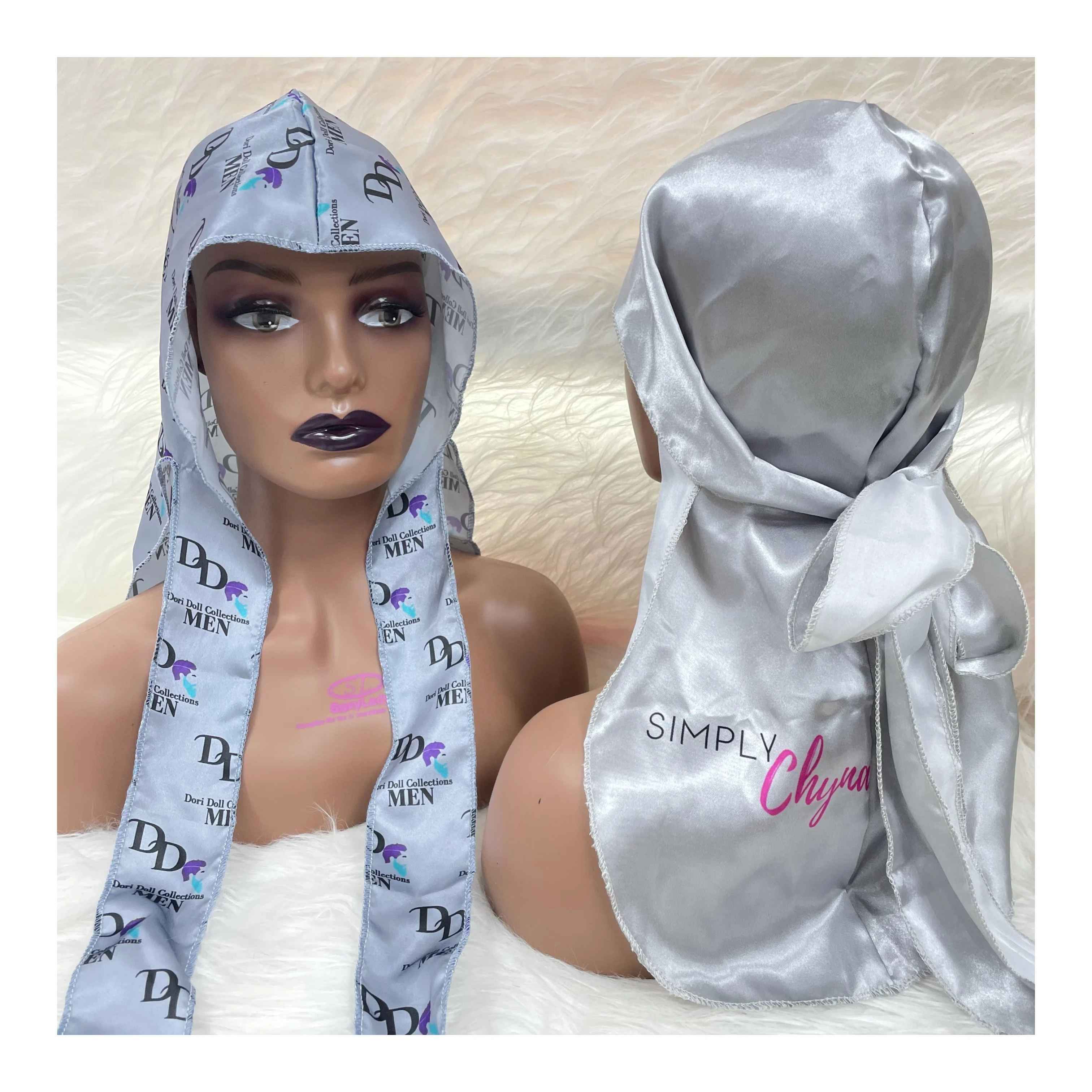 Low MOQ Logo custom factory wholesale satin silk durags for men and women