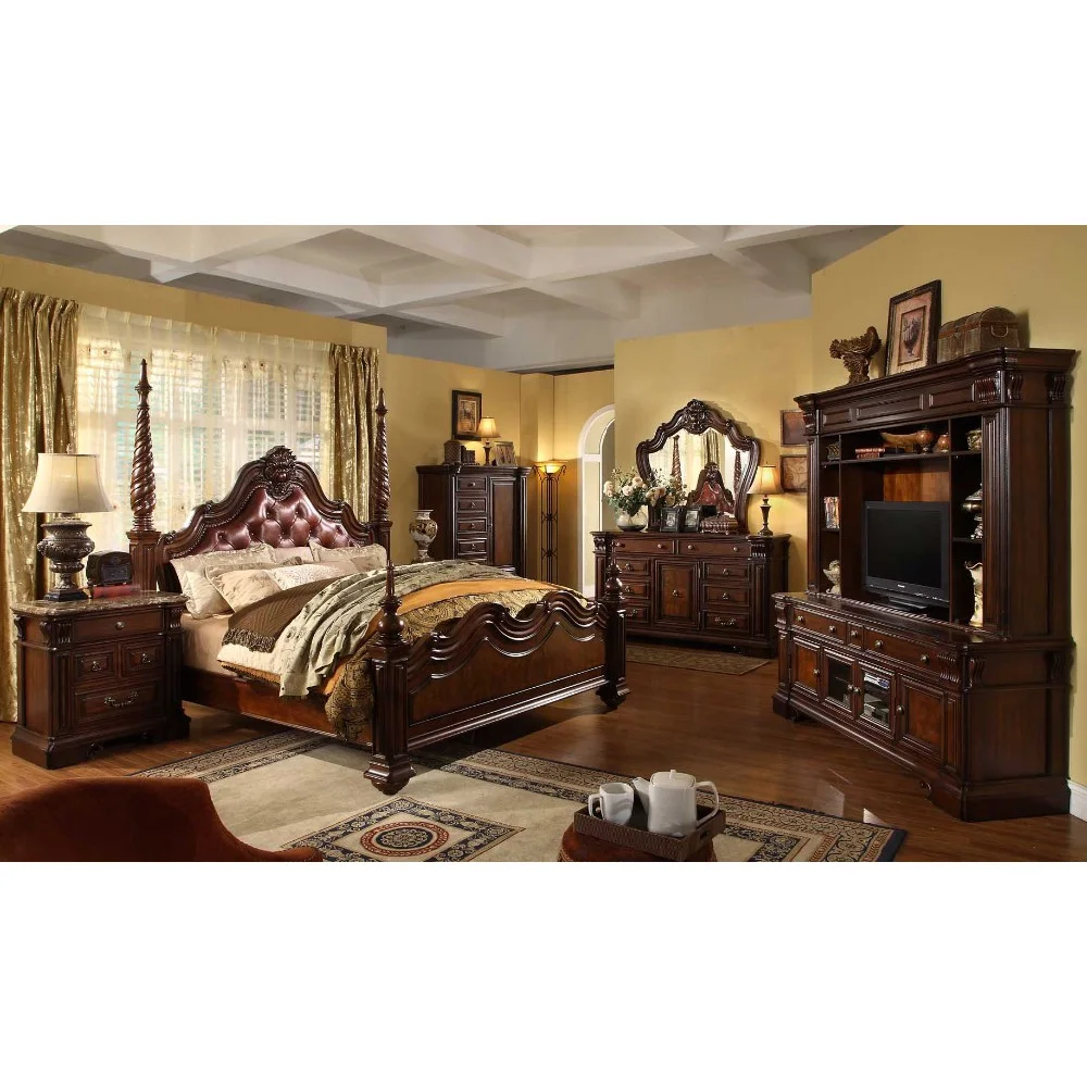 American design complete set antique wooden bedroom furniture WA148