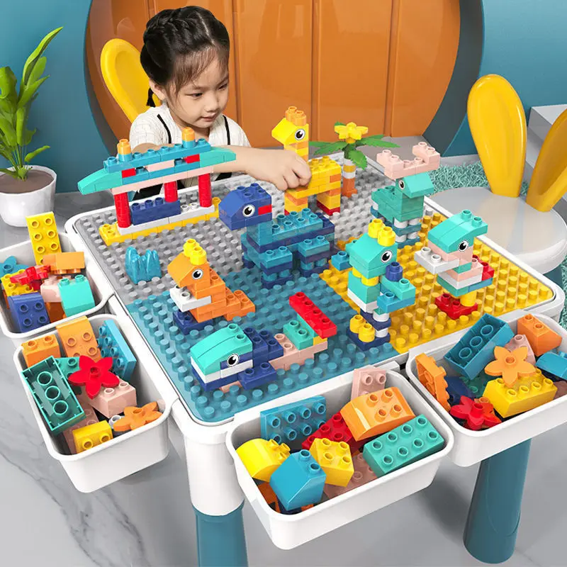 Classic Kids Toy Diy Educational Toy Building Block Chair Set Building Block Table And Chair For Boys And Girls