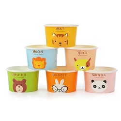 Custom Logo Printed Soft Serve Ice Cream Cup 3/5/8oz Disposable Icecream Gelato Paper Cup With Lid And Spoon