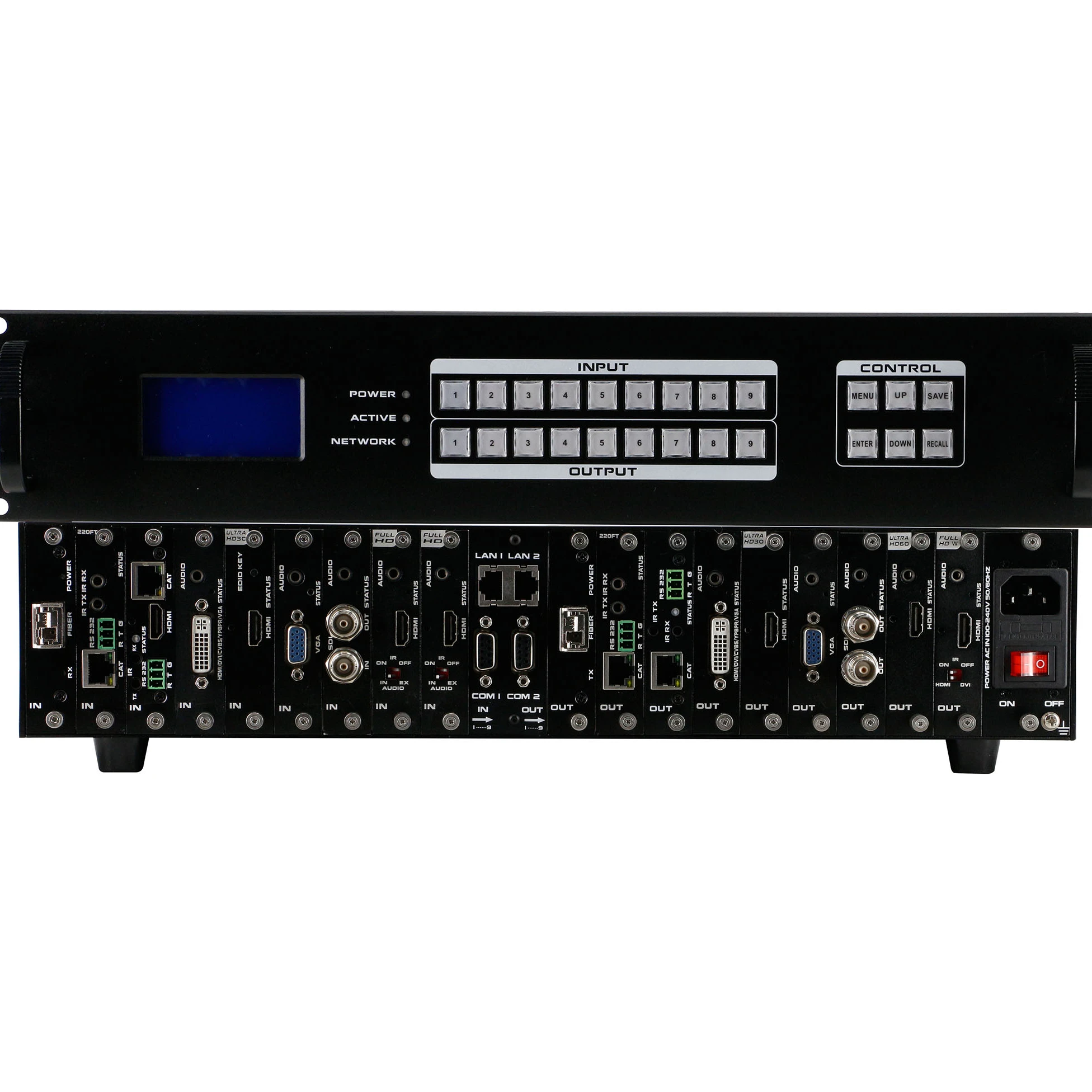 Видеопроцессор Opaxy 1080P/4K60 9x9 18x18 36x36 SDI/HDi/DVI/VGA/YPBPR/CVBS/HDB, матричный коммутатор