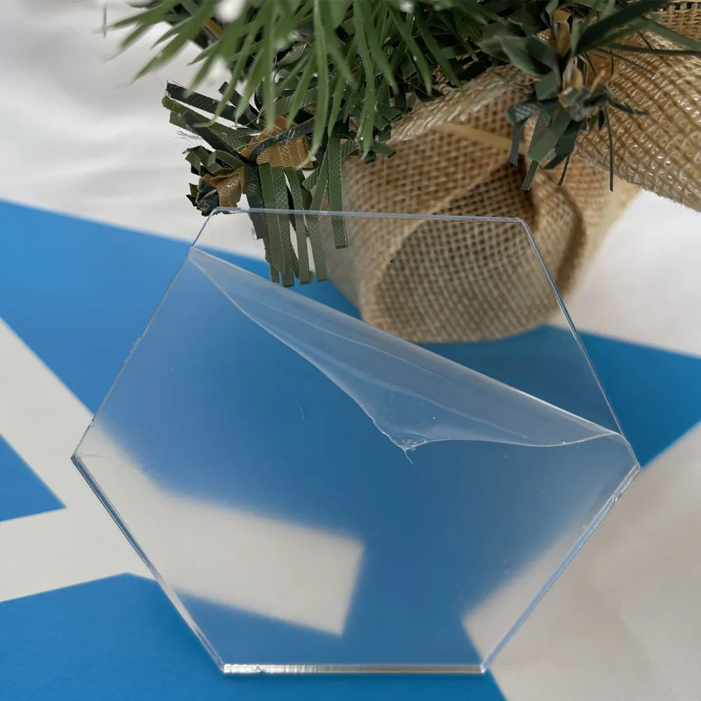 Customize 3mm Clear Blank Acrylic Table Number Sign Hexagon Plate