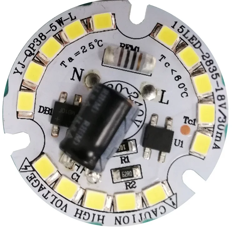 Немерцающий 5 Вт 120Lm/W 220V AC SMD круглый DOB водителя СИД Модуль PCB PCBA для Bulblight и светодиодный