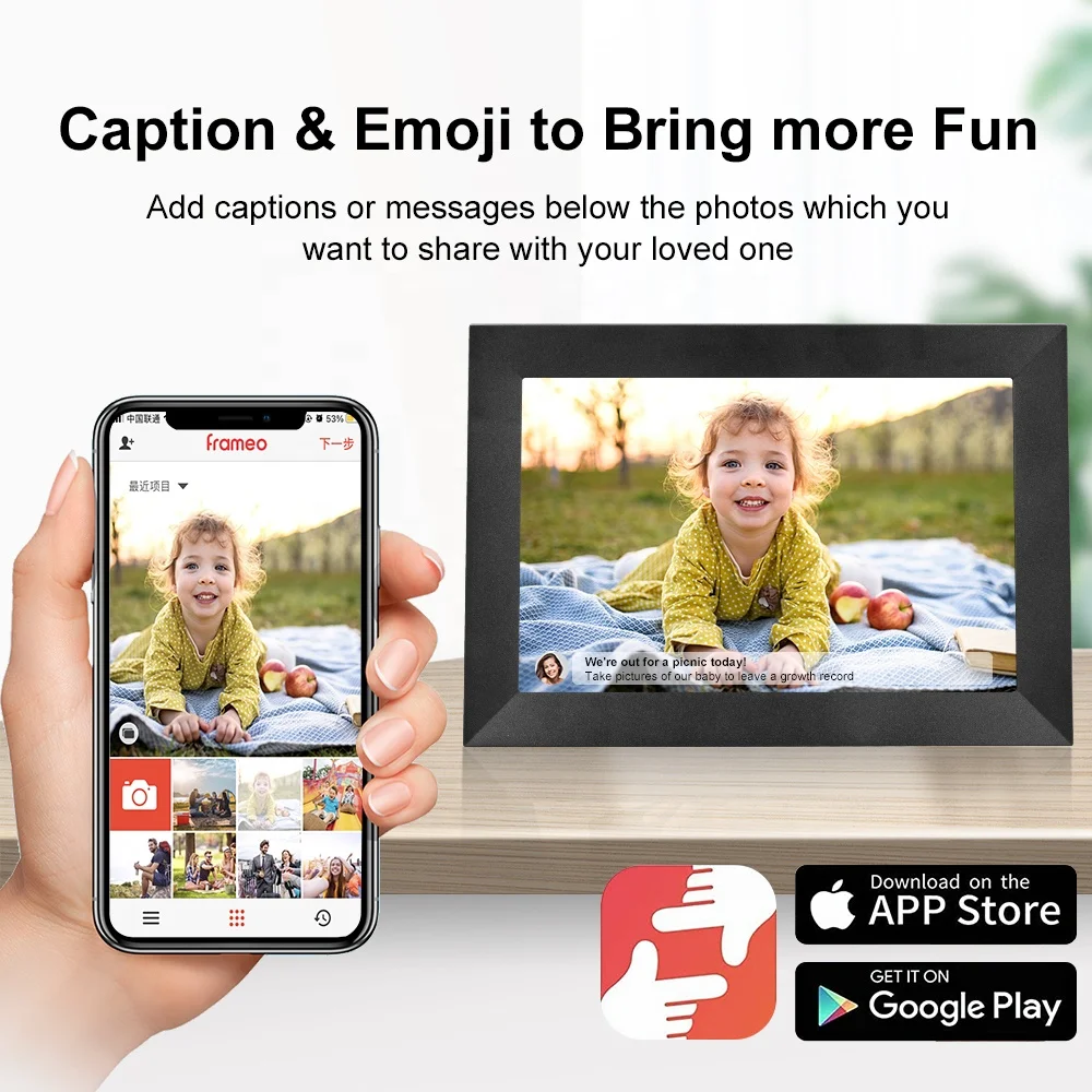 Hd ips wifi frameo app 10 inch lcd digital picture frame