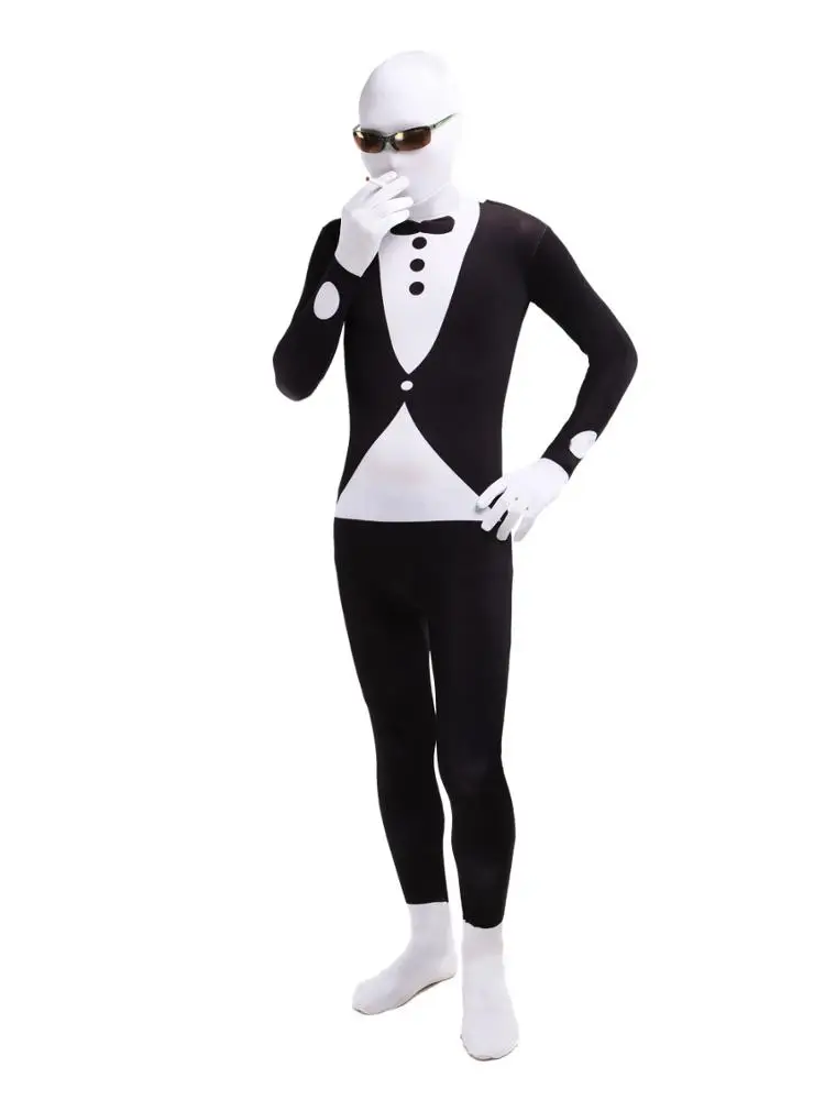 Модный черный светящийся смокинг с узором джентльменов лайкра спандекс костюм на Хэллоуин Многоцветный костюм зентай Косплей Боди костюм