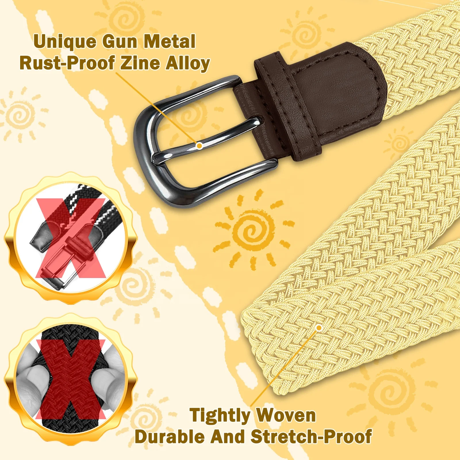 Factory Custom Logo Knitted Casual Canvas Fabric Woven Elastic Belt Multicolored For Boys Girls Braided Belt