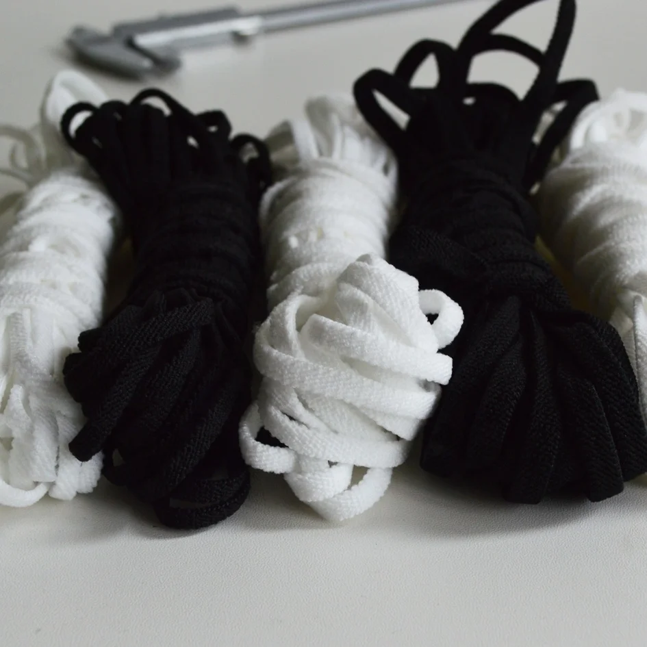 Gongquan Wholesale Flat Custom 4MM Seersucker mask ear Elastic Cord High Soft Recycled High Elastic Earloop Band for Face Mask