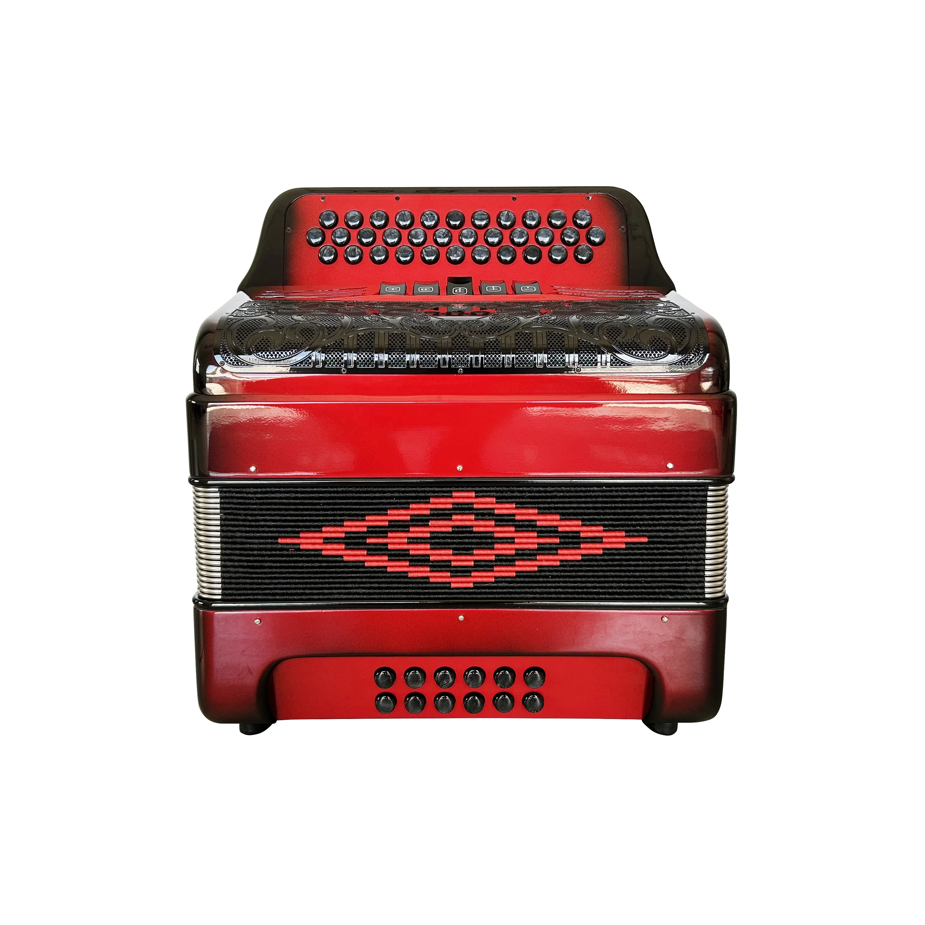 SEASOUND 34 Buttons 12 Bass 5 Registers Fashion Red And Black Accordion Instrument Black Grill Black Buttons Acordeon JB3412D