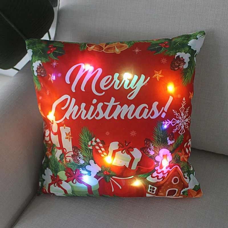 Christmas Tree Light Up Led Glow Pillow Case Super Soft Velvet Fun Gift Pillow Cases Christmas Glow Pillow Covers