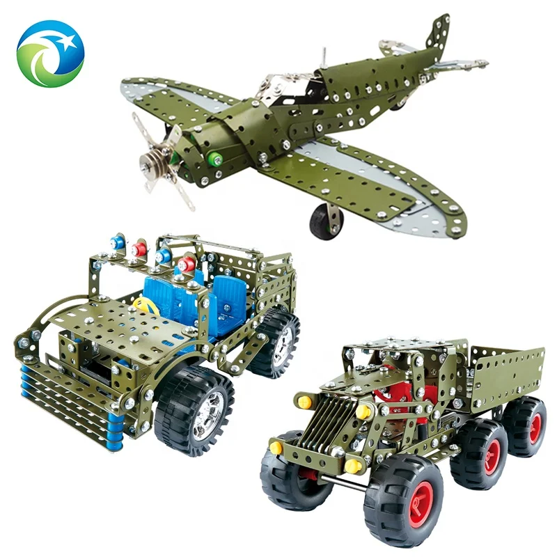 YQ Shantou STEM Block Toys 3D Puzzle Game Handicraft Metal Off road Vehicle Truck Plane Assembling Building Blocks Toys For Kids