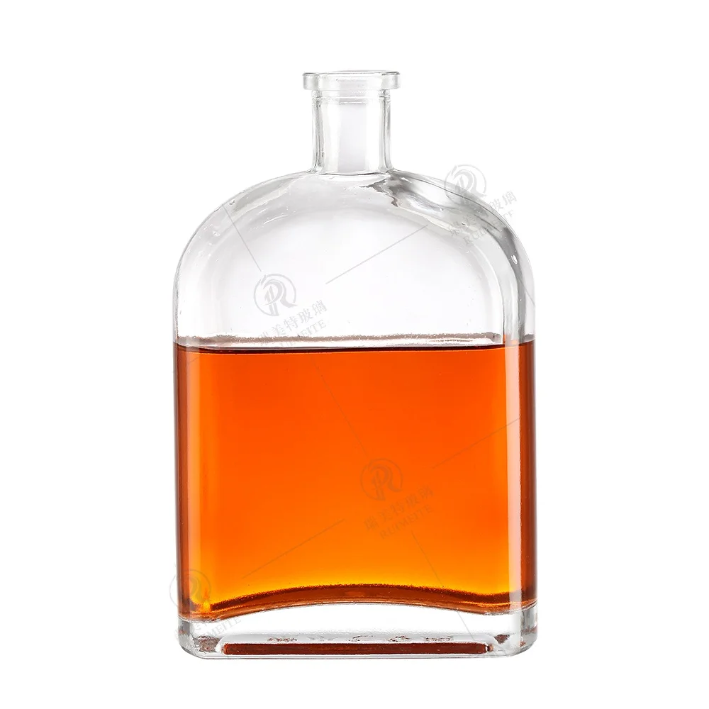 Custom factory  500ml 750ml transparent empty Whiskey glass bottles liquor Vodka bottles