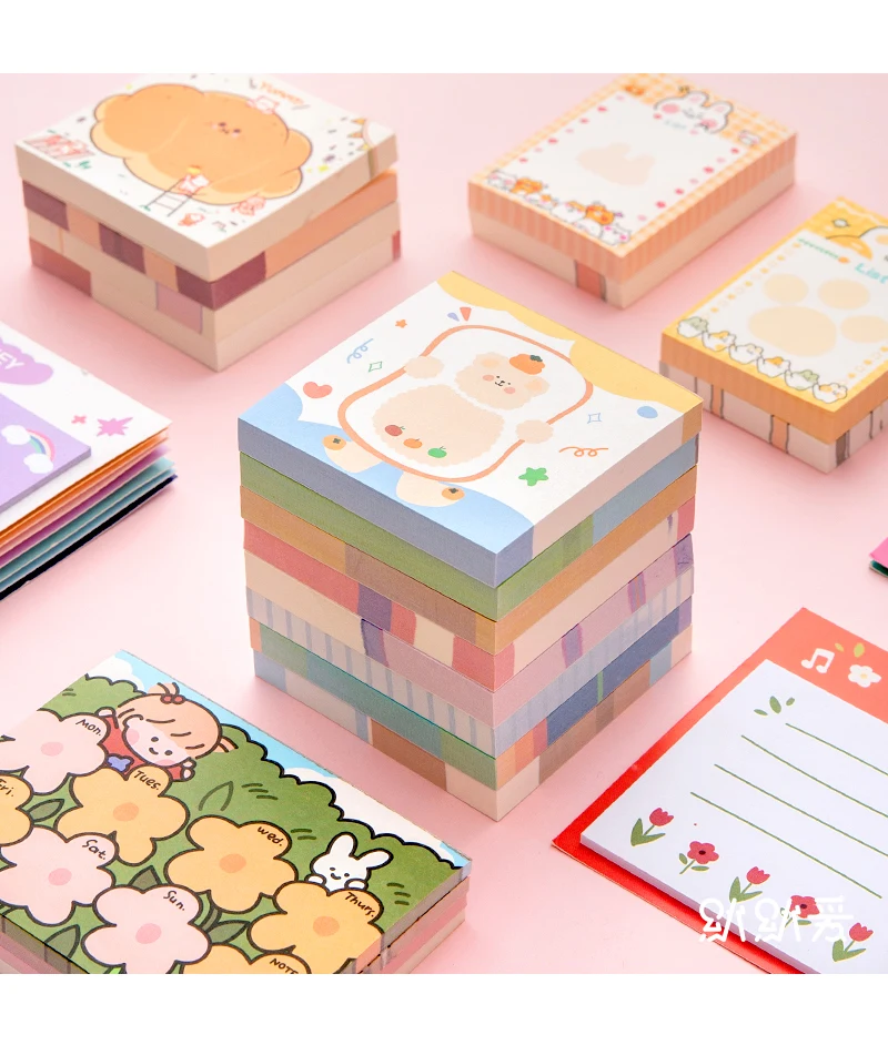 Cute Kawaii Self-adhesive Memo Pad Sticky Notes Pad Stationery Custom Sticky Notes School Office Supplies Memo Pads