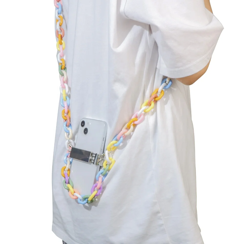 Многоцветный акриловый прочный металлический держатель-зажим для телефона Аксессуары для мобильного телефона ремешок-цепочка для сотового телефона кросс-боди