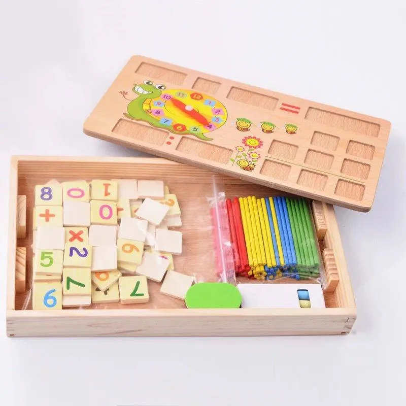 Wooden Math Learning Toy Set  Educational Counting Sticks, Number Blockfor Early Math Skills Development