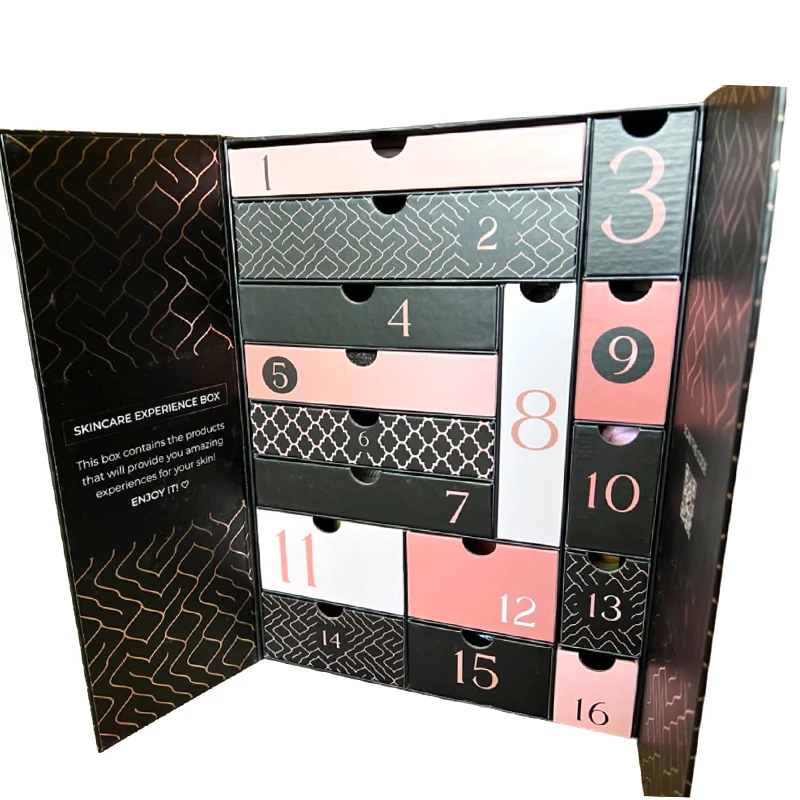 Custom Ramadan Christmas Chocolate Calendar Advent Boxes Paper Cosmetic Advent Calendar Cardboard Packaging Gift Box