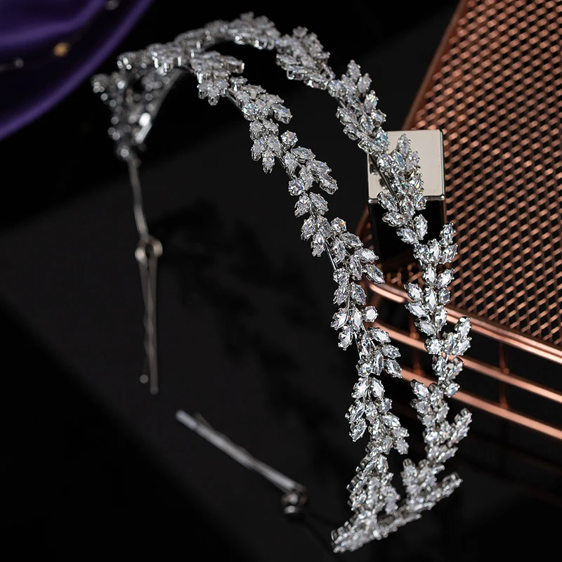 Drop Shipping Luxury Wedding Headbands  High Quality Cubic Zircon Bridal Hair Accessory Crown Tiara Women BC5836 Corona Princesa