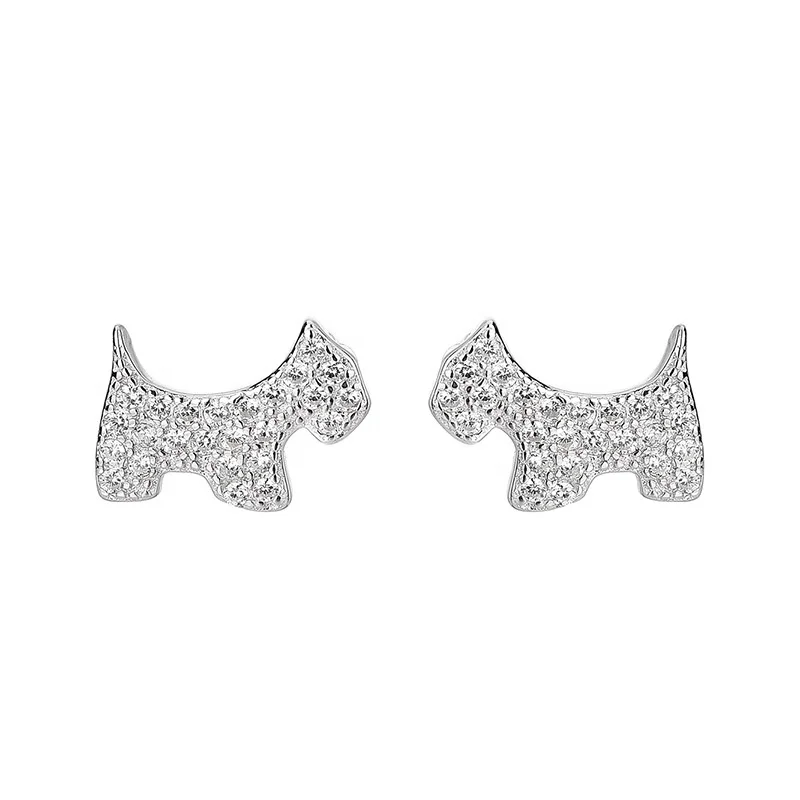 Exquisite 925 Sterling Silver Zircon Cute Puppy Dog Minimalist Animal Women 2021 New Trend Jewelry Cute Earrings
