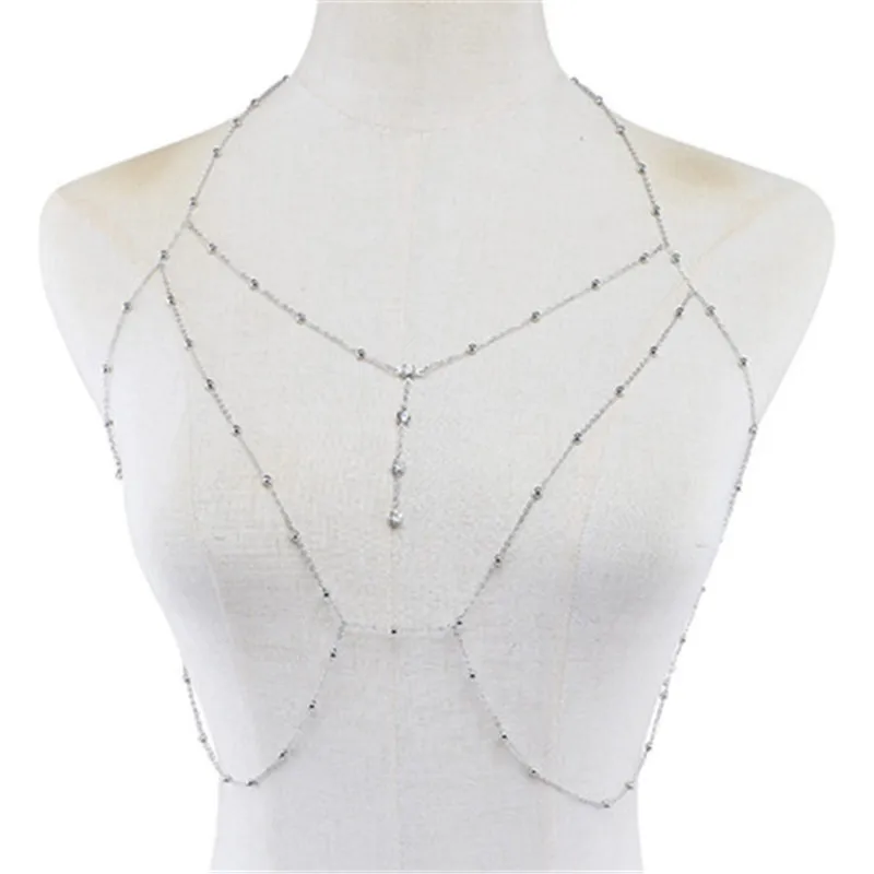 
NAKAMURA Sexy shining bling multi layer necklace diamond hanging neck sling tassel design versatile body chain suit 