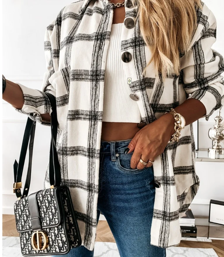 
2021 Women Clothing Long Sleeve Button Down Plaid Flannel Blouse Shirt 
