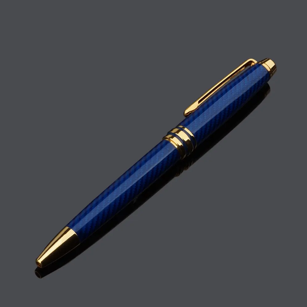 Luxury Dark Blue Carbon Fiber Classic Mont Blank Metal Ballpoint Pen