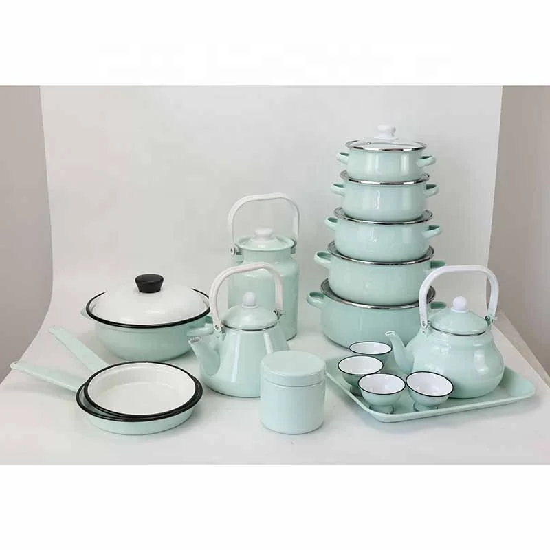 green enamel pot set cookware kettle bucket