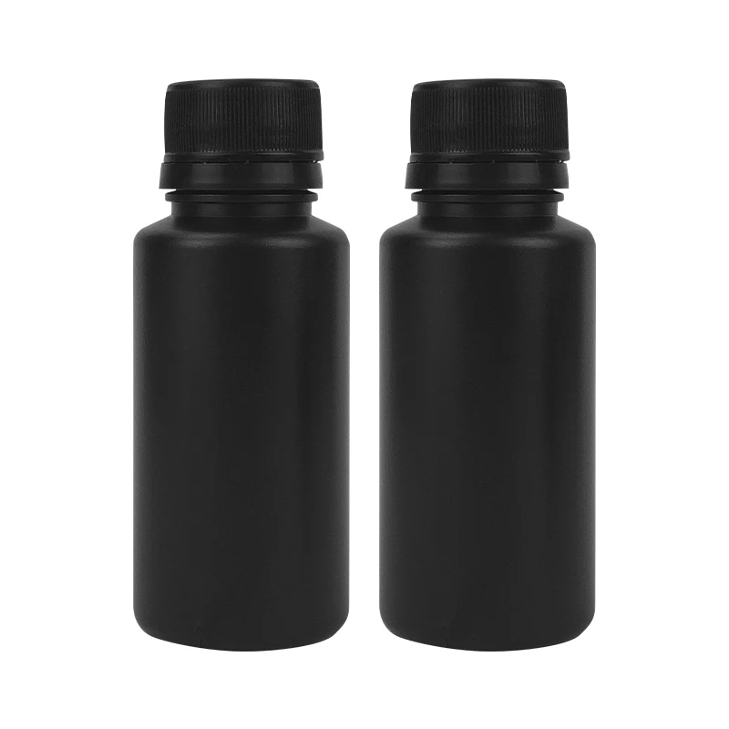 Customized Design Screen Printing 100ml Soft Touch Black White HDPE Vitamin Pill Bottle Plastic Tablet Bottle