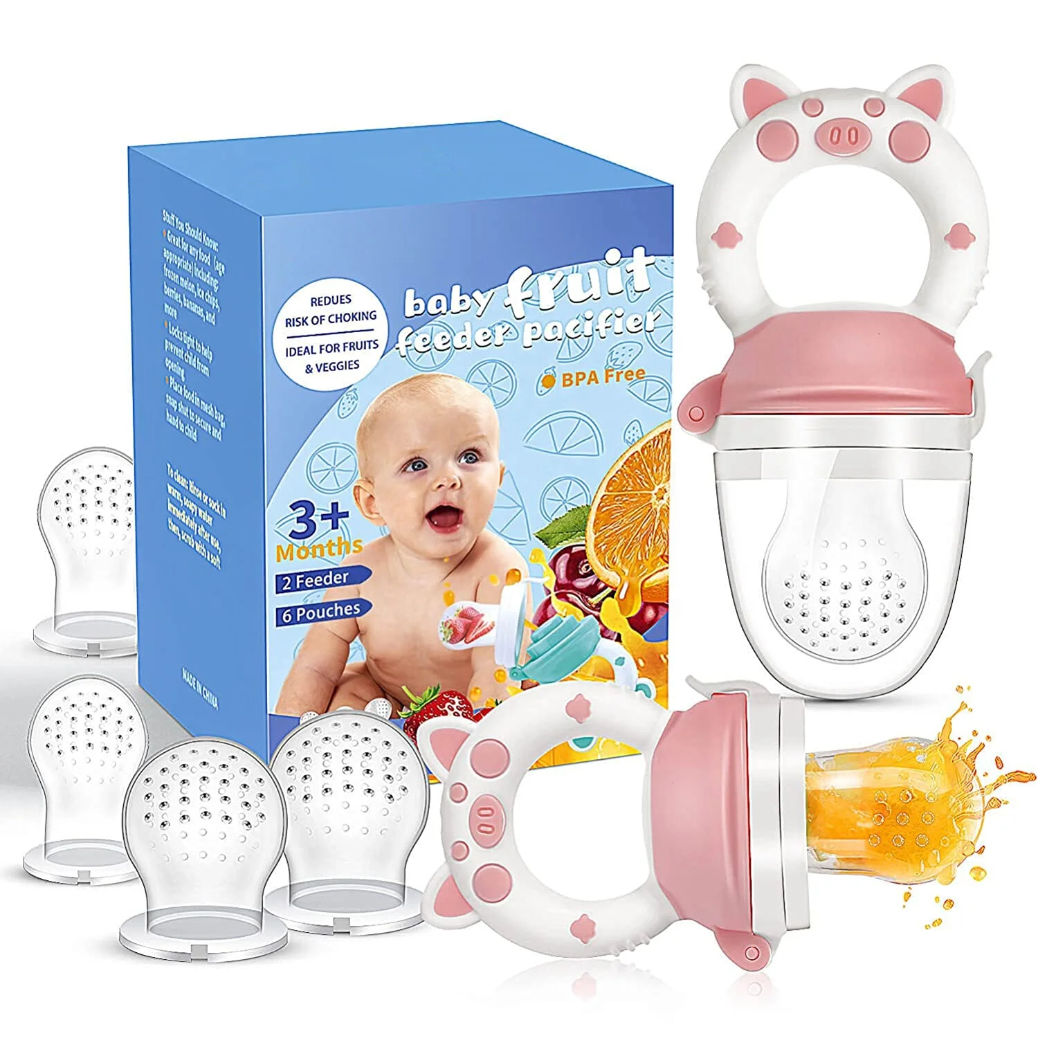 Baby Fruit Food Feeder Pacifier Infant Teething Teether Toy Silicone Pouches for 3-24 Months Babies