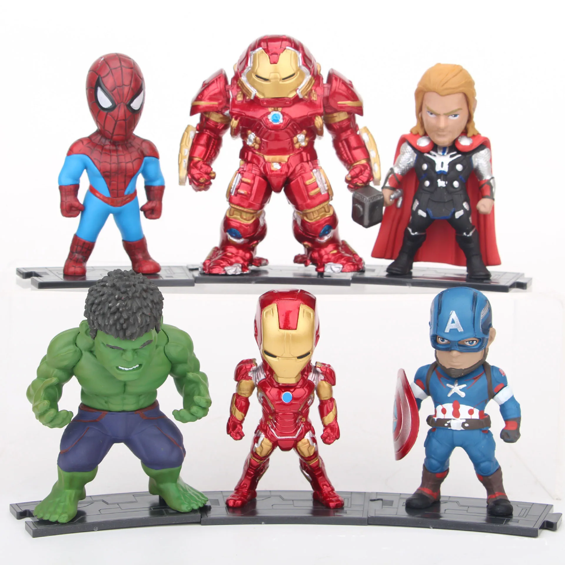 High quality super hero action figure toys Q version super-hero combination hand office model anime toys