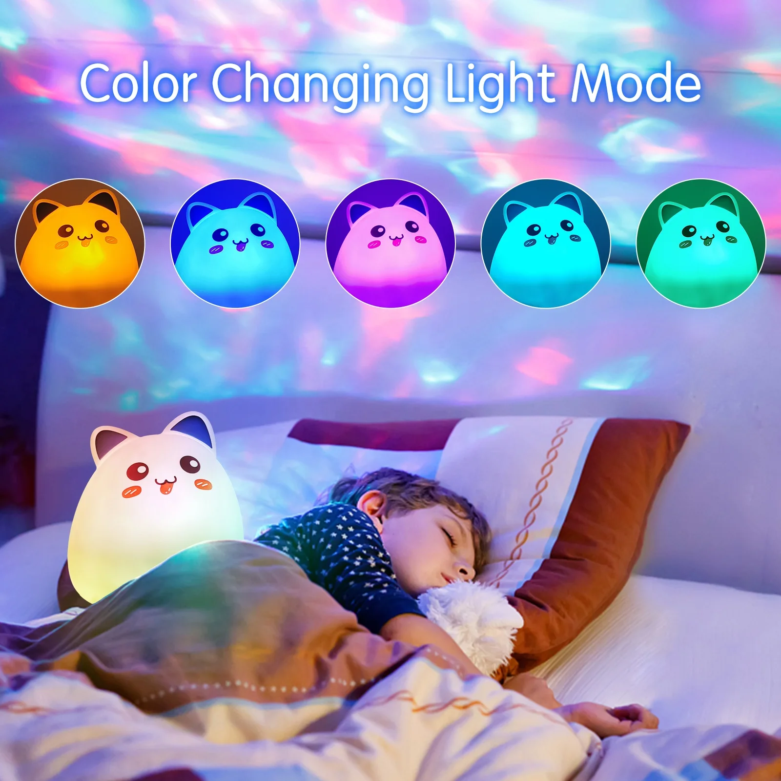 Silicone Nightlight Animal Multicolored rechargeable Kids Lamp For Nursery Illusion Audio table lamp touch sensor Gift Birthday
