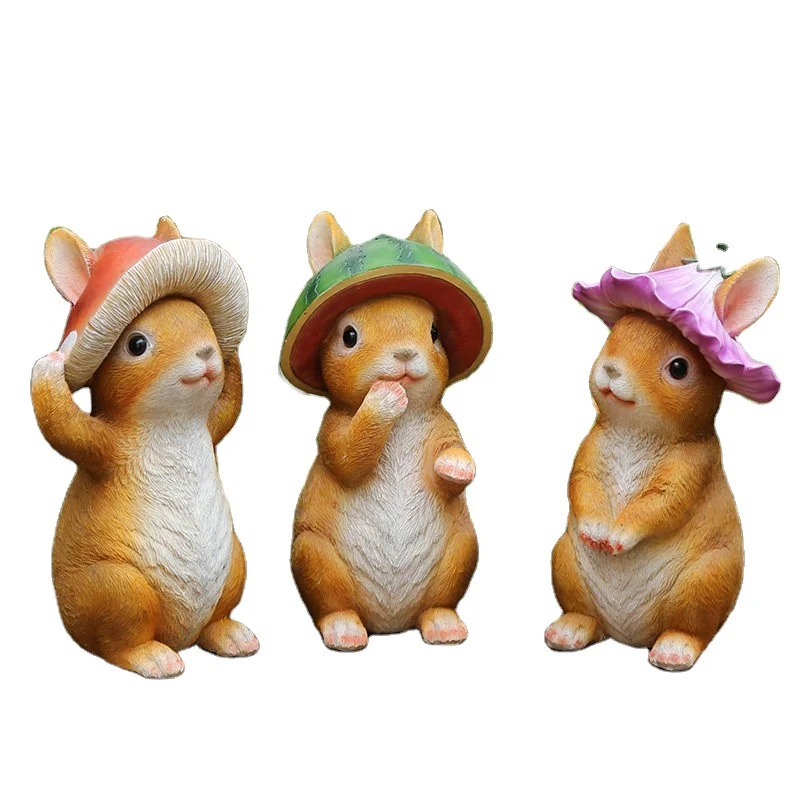 Outdoor Rabbit Resin Ornaments Garden Home Animal Figurines Decoration Sculpture