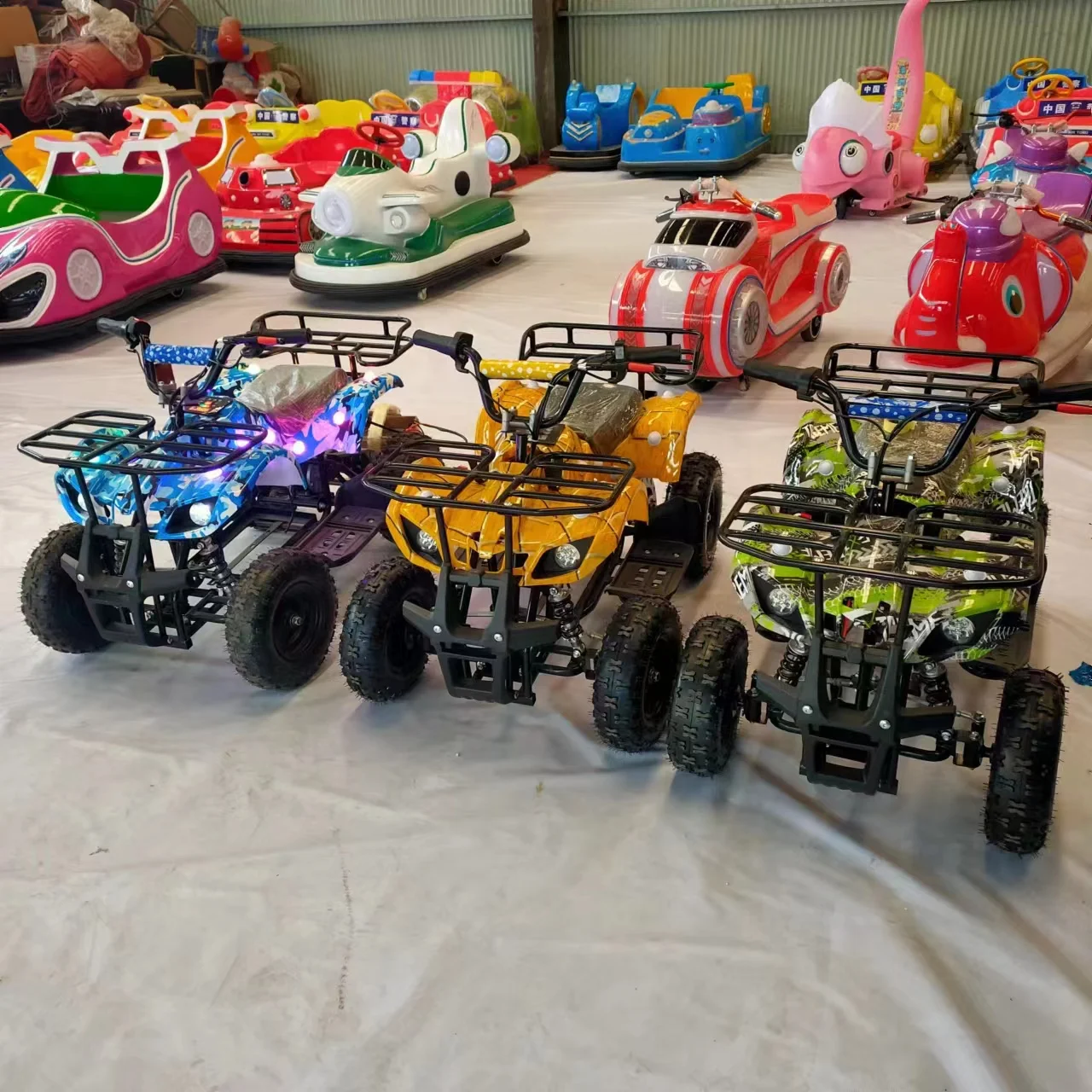 china factory ride on four wheels motorcycle  winter snow game   for family kids car amusement in shopping mall
