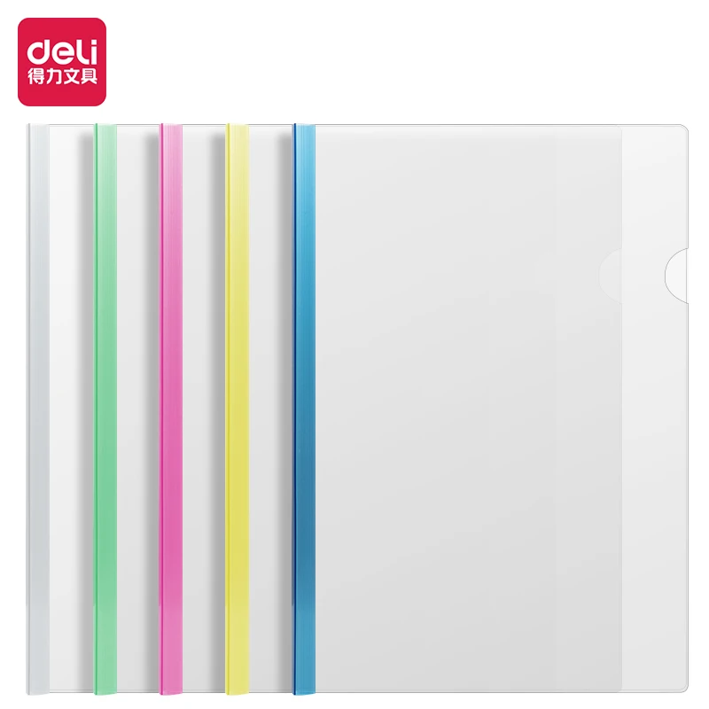 5 Pack Assorted Colors Clear Report Covers 50 Sheet Capacity Sliding Bar PP Paper Material Presentation Folder A4 Bag Patterns