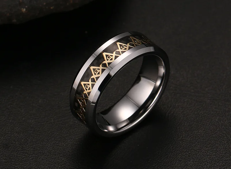 Wholesale fashion jewelry male ring 8mm solid ceramic black waterproof ring Masonic ring