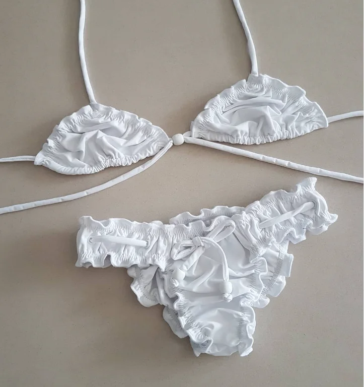 JYJ Swimwear Custom Sexy Cute Ruffle Micro Bikini Set Designer Luxury Two Pieces  Swimwear Swimsuits for Women 2023