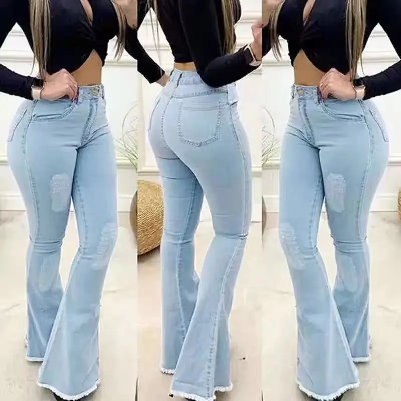 Wholesale Plus Size High Quality Breathable Skinny Women Ladies Denim Casual Jeans Pants
