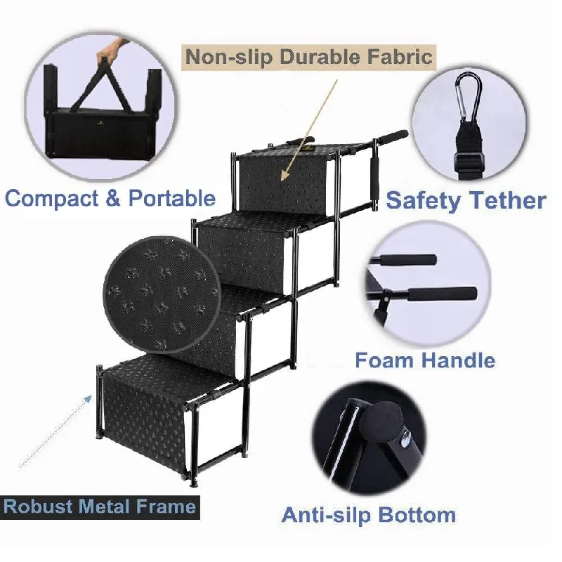 Dog Stairs Dog Steps For Cars Pet Folding Foldable Dog Ramp Pet Camping Stairs