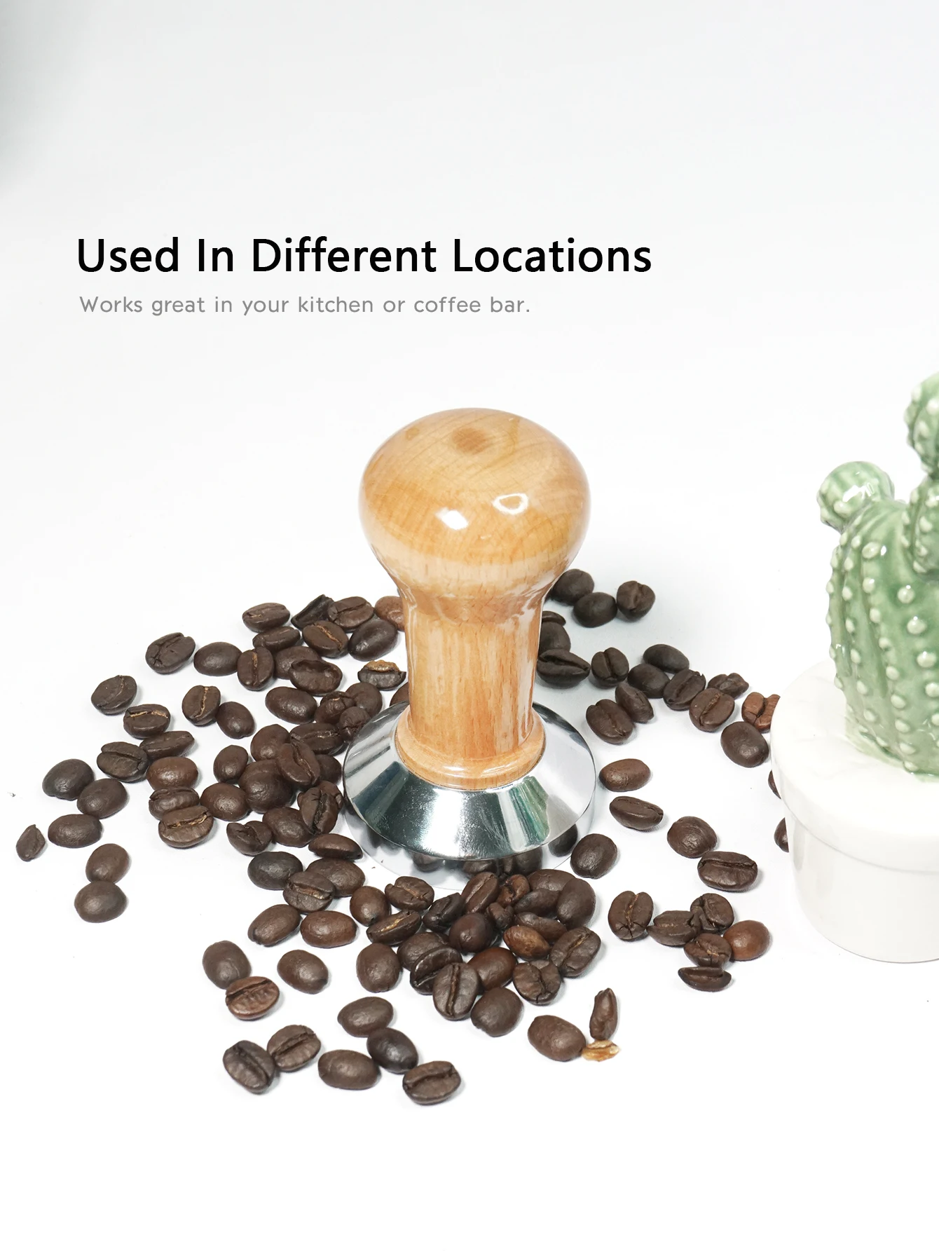 1PCS Top Seller Wooden Handle Stainless Steel Flat Base Cafe Poewer Press Coffee Tamper For Espresso Coffee Grinder Cafe