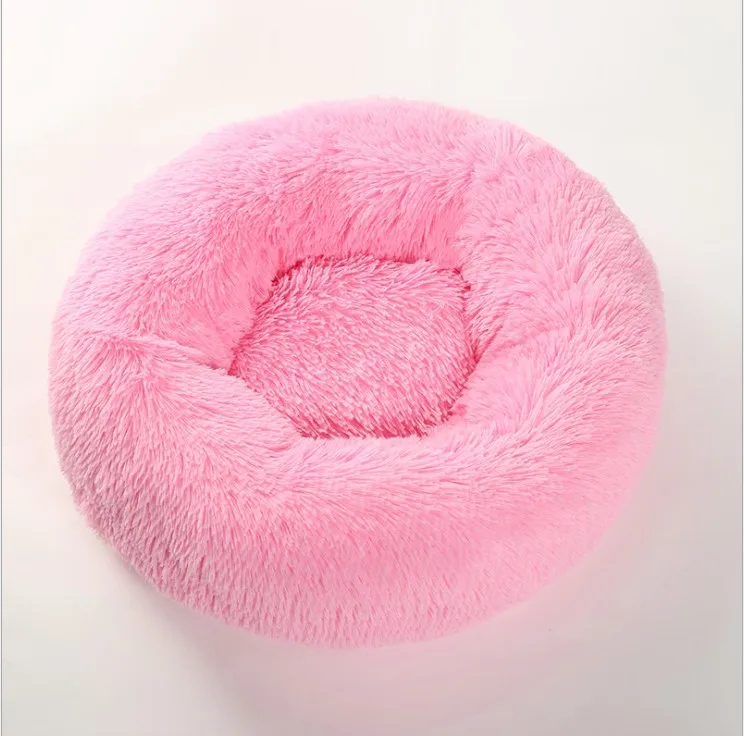 
Free sample Durable Popular style custom size plush round donut style pet dog cat bed 